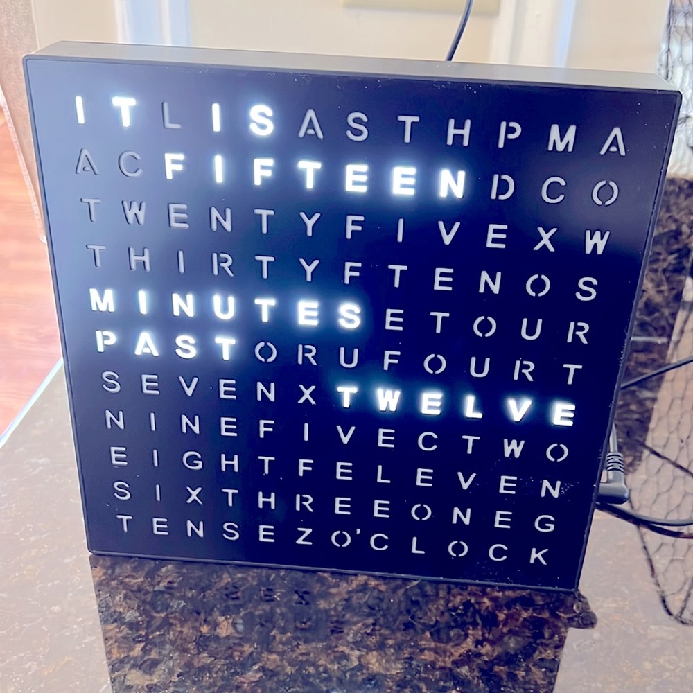 Really cool plug in clock. Displays the time in words.